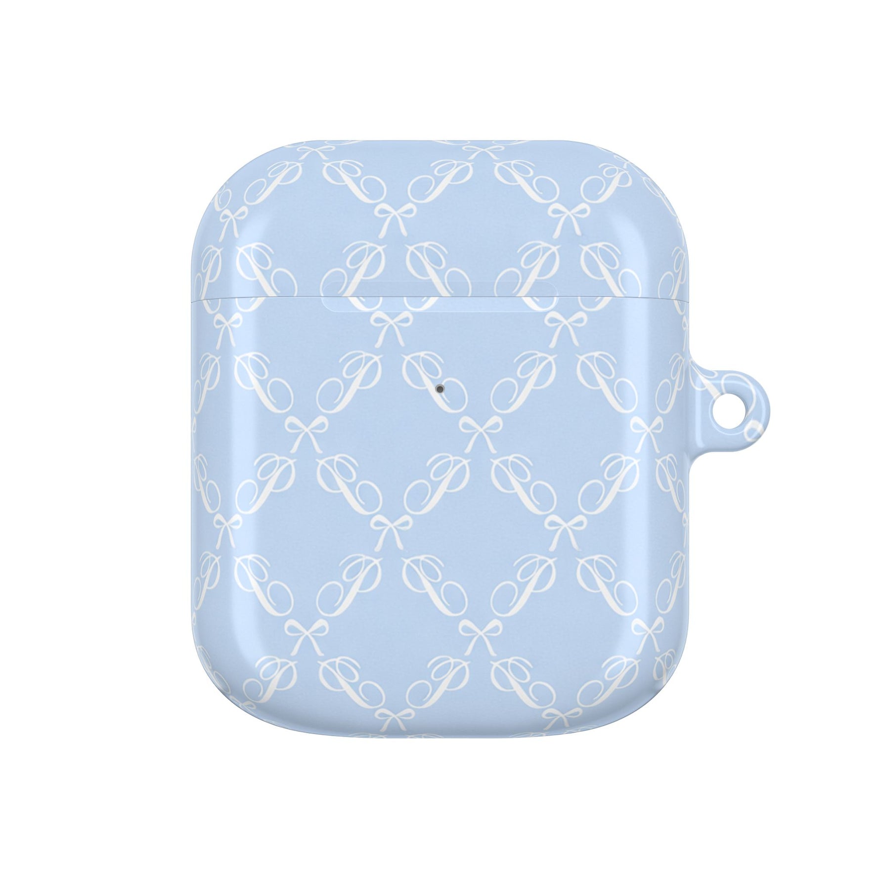 Pastel Blue Bow Pattern AirPod Case — Elegant Bow Pattern Protective Cover