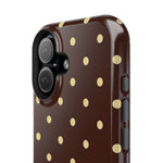 Polka Dot iPhone Case — Brown & Cream MagSafe Protective Cover