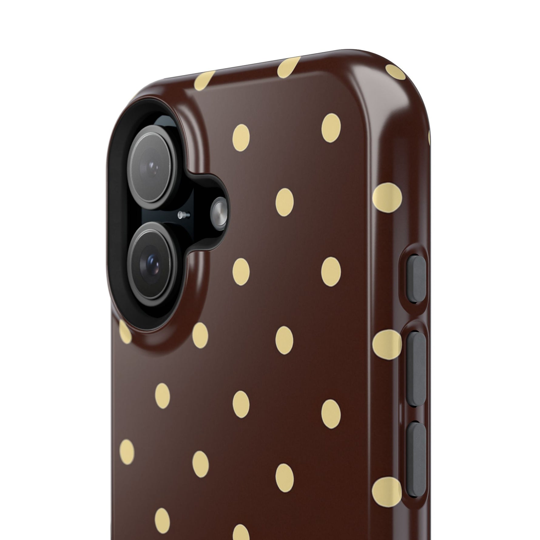 Polka Dot iPhone Case — Brown & Cream MagSafe Protective Cover