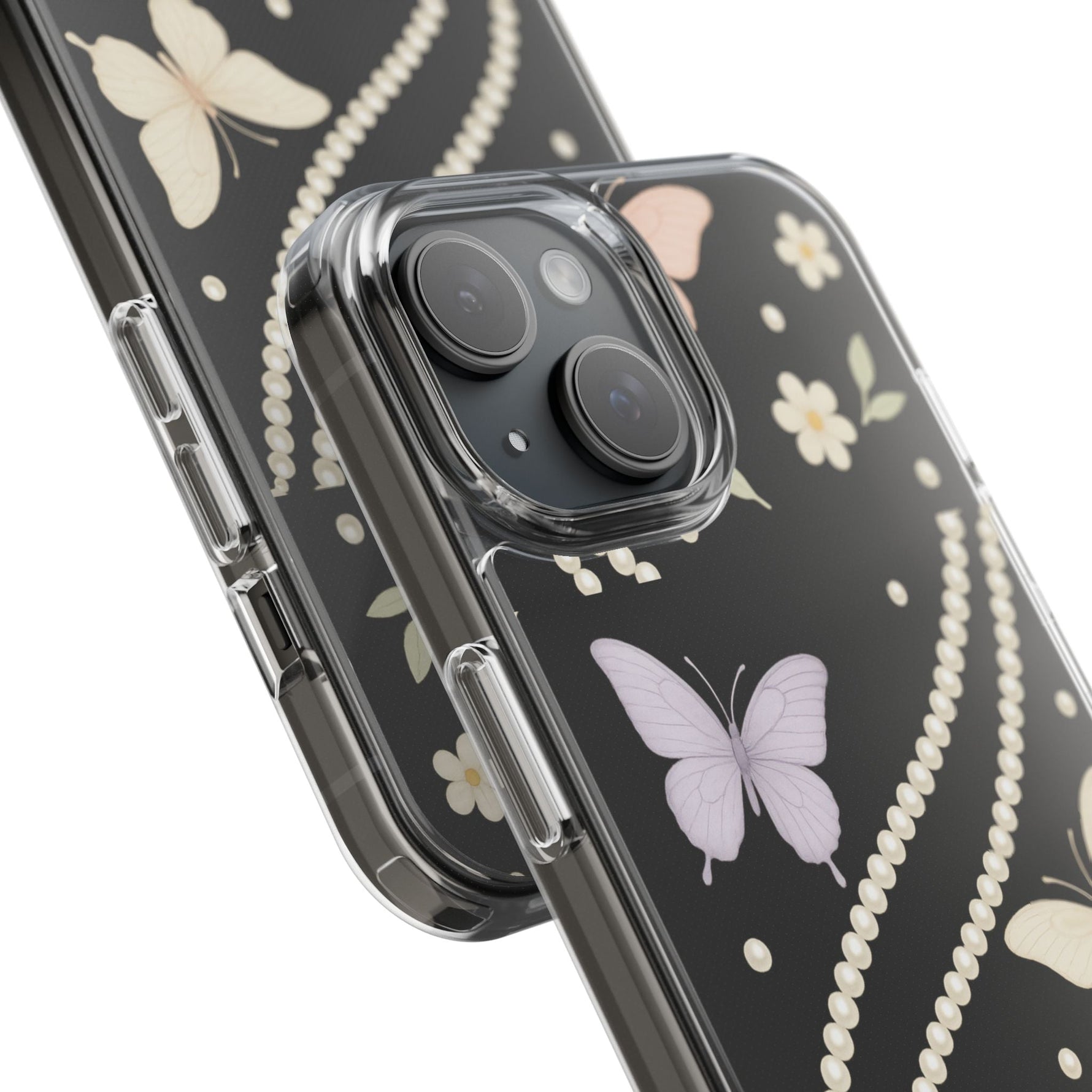 Butterfly Pearl Impact-Resistant Clear iPhone Case  Shamo's