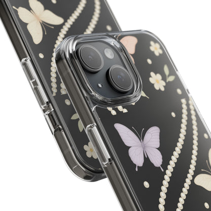 Butterfly Pearl Impact-Resistant Clear iPhone Case