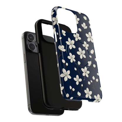 Navy Blossom Floral iPhone Case | MagSafe