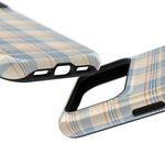 Ranch Check – Blue and Cream Plaid MagSafe Phone Case, glossy compact wide-camera Pro model, port openings and edge details