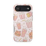 Kawaii Snack Pattern Magnetic Phone Case, Cute Popcorn, Burger & Soda Design with MagSafe Compatibility