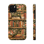 Floral Bookshelf iPhone Case — MagSafe Magnetic, Impact-Resistant