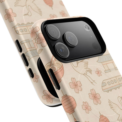 Japan Hand-Drawn Cherry Blossom iPhone Case with MagSafe