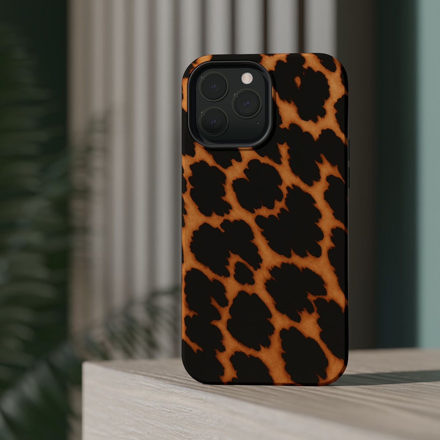 Leopard Print Impact-Resistant iPhone Case with MagSafe compatibility