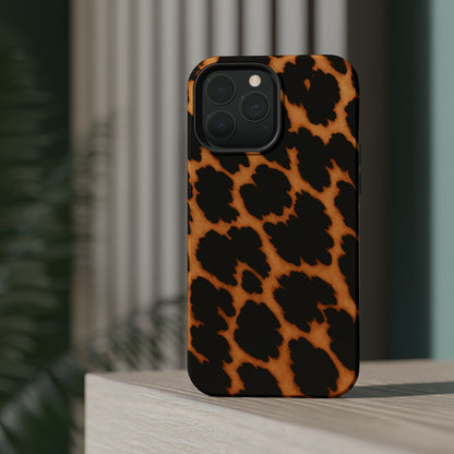 Leopard Print Impact-Resistant iPhone Case with MagSafe compatibility