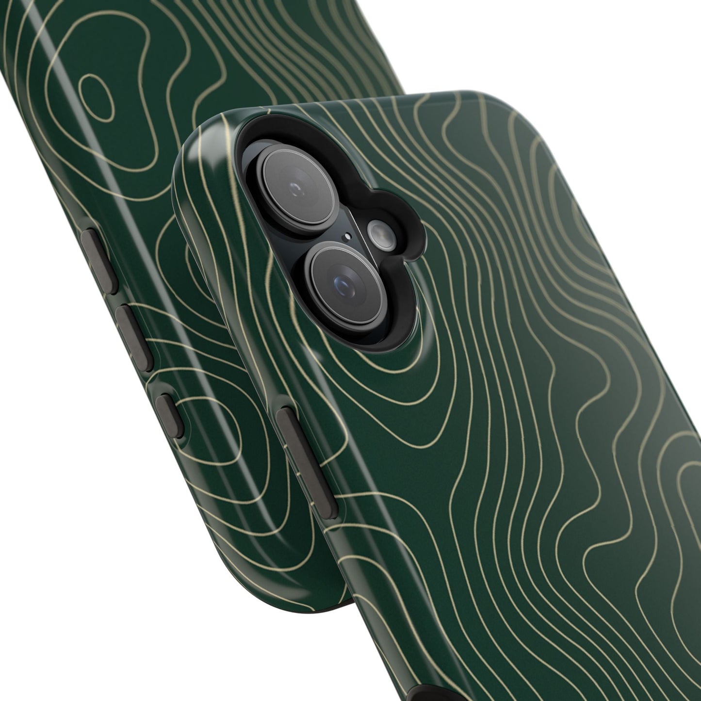 Topographic Green Magnetic Impact-Resistant iPhone Case | MagSafe compatible  Shamo's