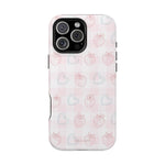 Strawberry Hearts MagSafe Compatible Phone Case | 'Paint it your way' Pink Plaid Impact-Resistant