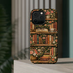 Floral Bookshelf iPhone Case — MagSafe Magnetic, Impact-Resistant