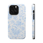 Preppy Look Blue Floral Impact-Resistant Phone Case and MagSafe Compatible