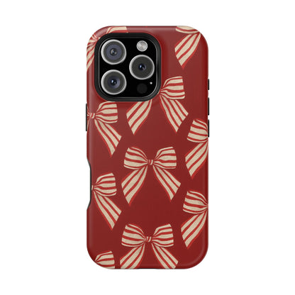 Holiday Red Bow iPhone Case — Impact‑Resistant iPhone Cover with MagSafe compatibility