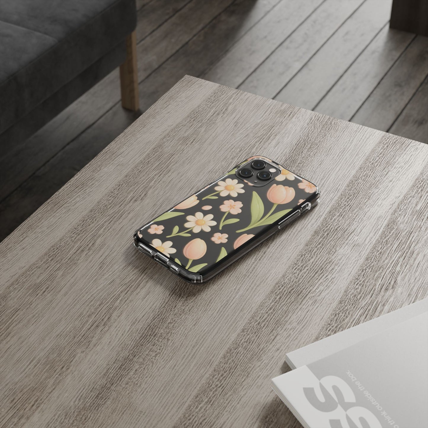 Floral Impact-Resistant Clear iPhone Case