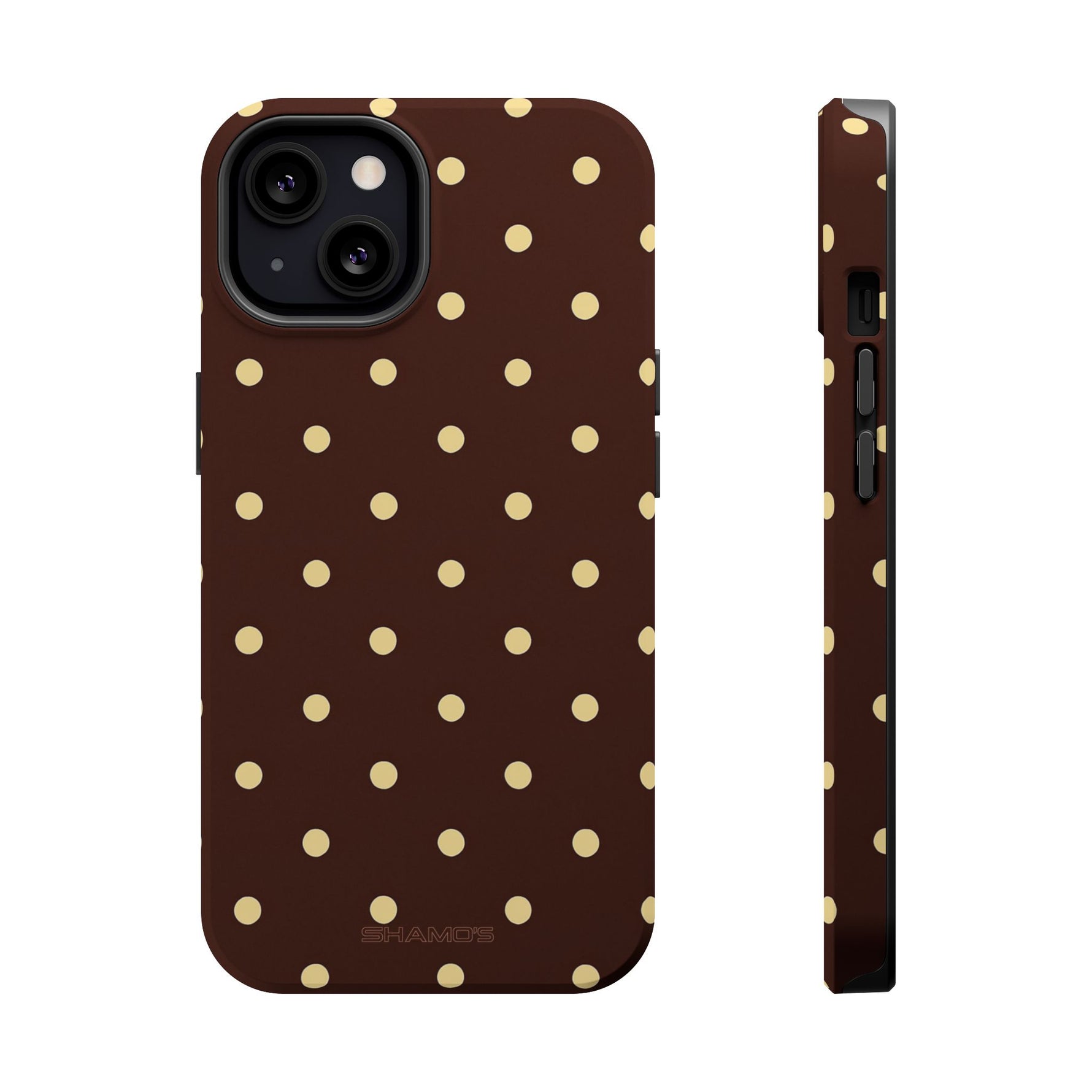 Polka Dot iPhone Case — Brown & Cream MagSafe Protective Cover