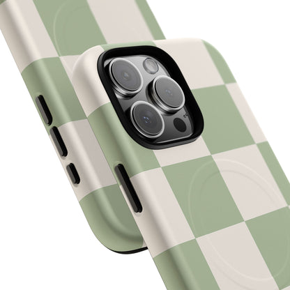 Sage Checkerboard Tough iPhone Case - Compatible with MagSafe