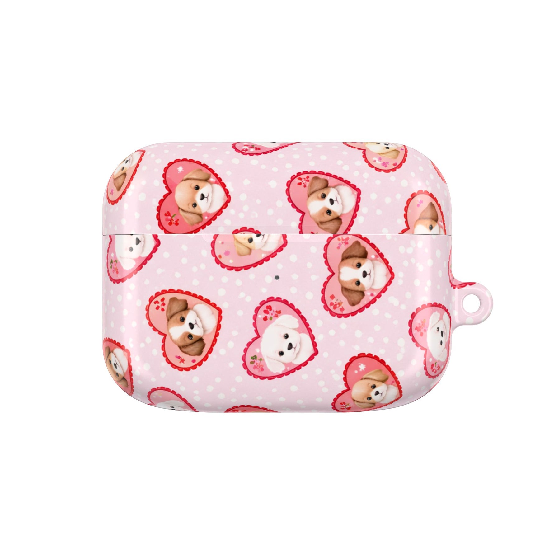 Puppy Hearts AirPod Case, Pink Valentine Pet Pattern