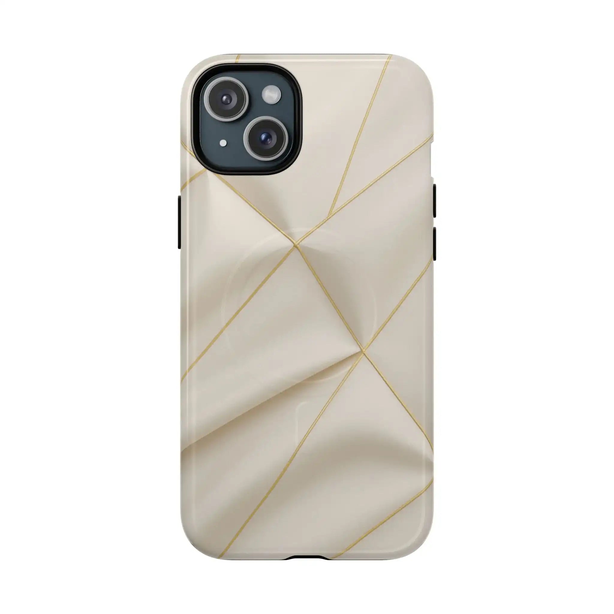 Beige Gold Geometric Luxury Series iPhone Case with MagSafe - Shamo's