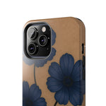 Navy Floral Tough iPhone Case — Durable Protective Case with Blue Flowers on Kraft Background  Shamo's