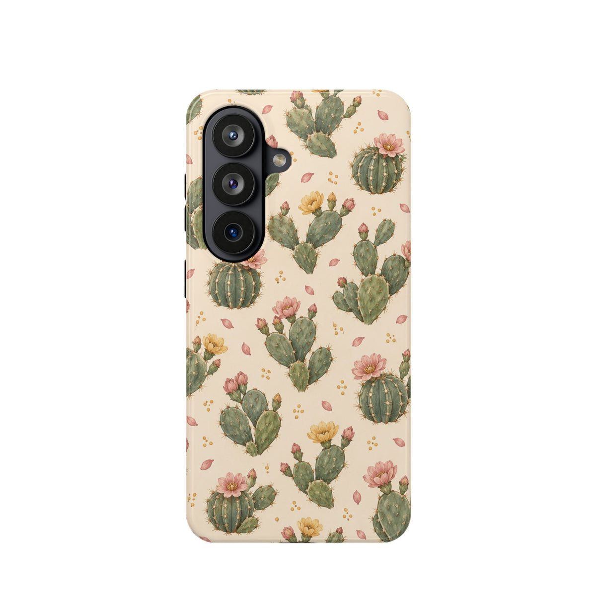 Cactus Bloom – Sage Green Floral Cactus MagSafe Phone Case, glossy Samsung Galaxy S26, rear view