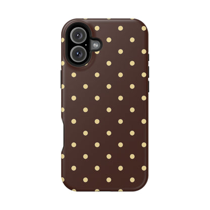 Polka Dot iPhone Case — Brown & Cream Protective Cover with MagSafe compatibility