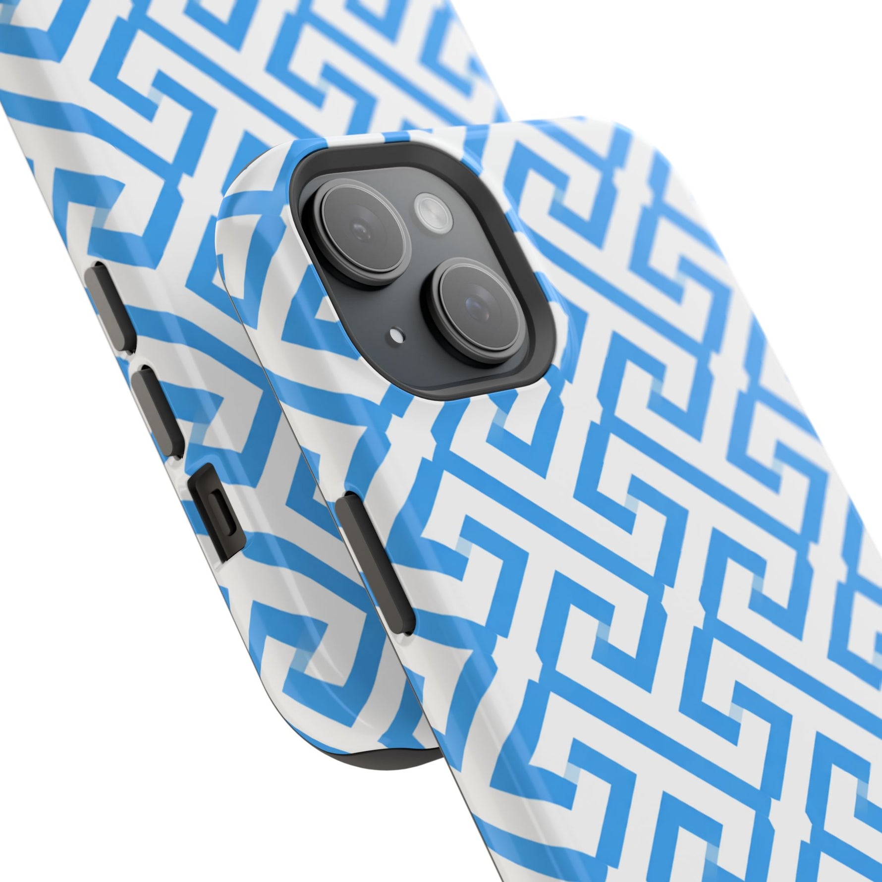 Preppy Blue Geometric MagSafe Compatible Impact Phone Case