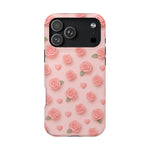 Pink Rose Pattern Impact iPhone Case — Floral Hearts Protective Cover (MagSafe compatible)  Shamo's iPhone 17 Pro Max / Glossy