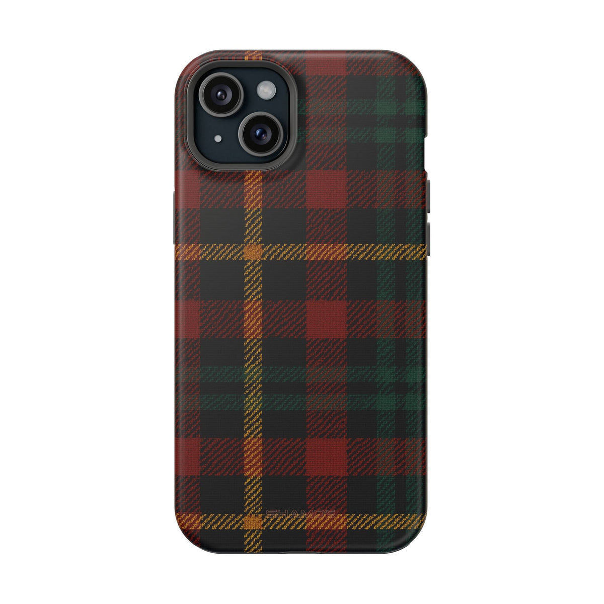 Funda para iPhone resistente a impactos con diseño de cuadros escoceses rojos y verdes con MagSafe