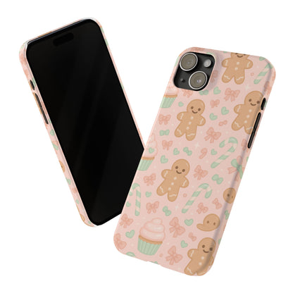 Gingerbread Holiday Slim iPhone Case — Cute Candy Cane & Cupcake Pattern