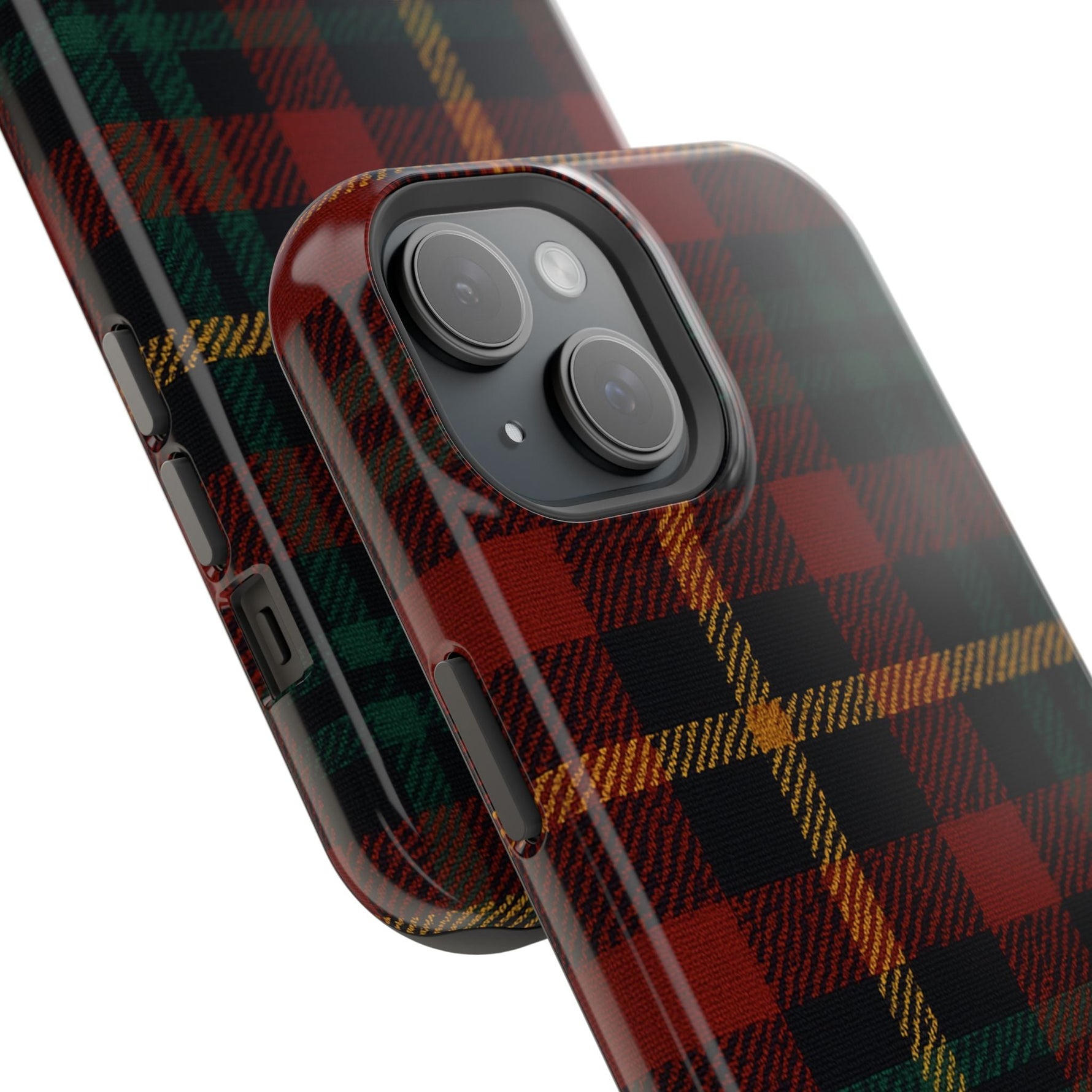 Plaid Impact-Resistant iPhone Case — Red Green Tartan Holiday Theme with MagSafe  Shamo's