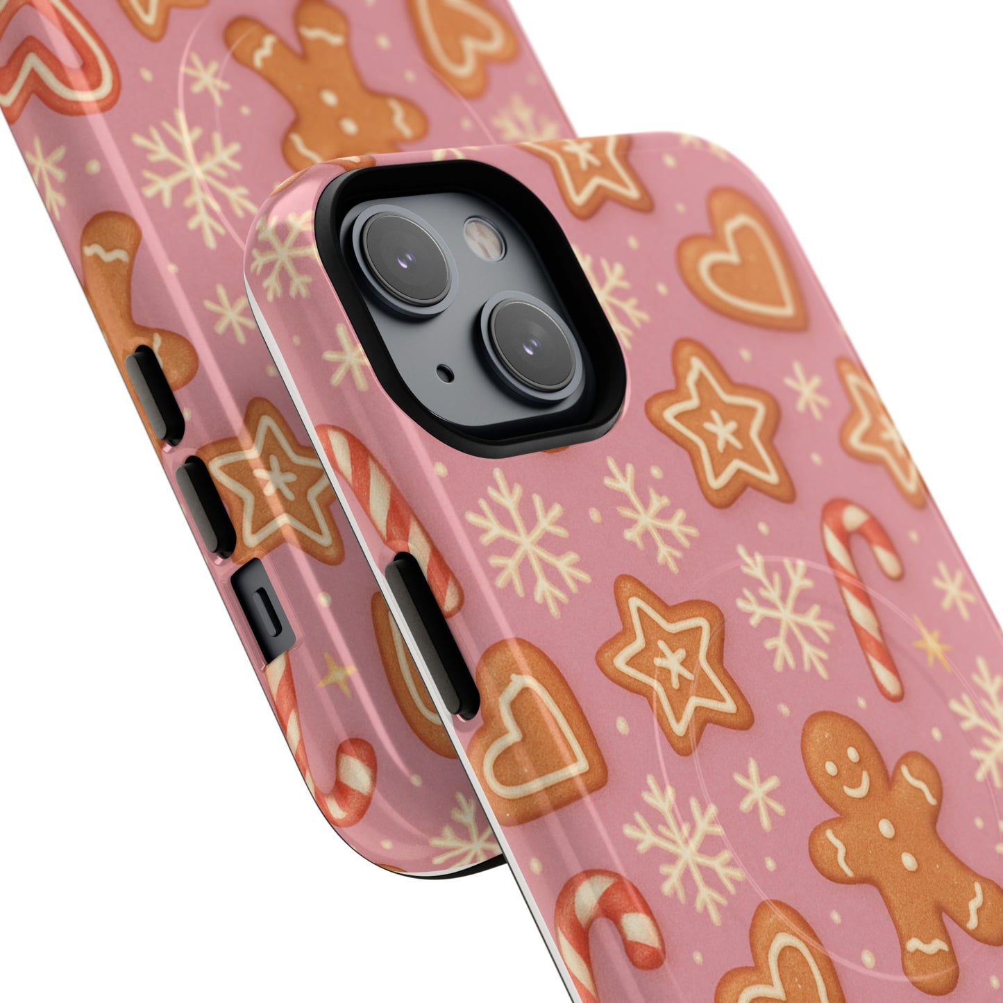 Pink Gingerbread Holiday iPhone Case with MagSafe compatibility