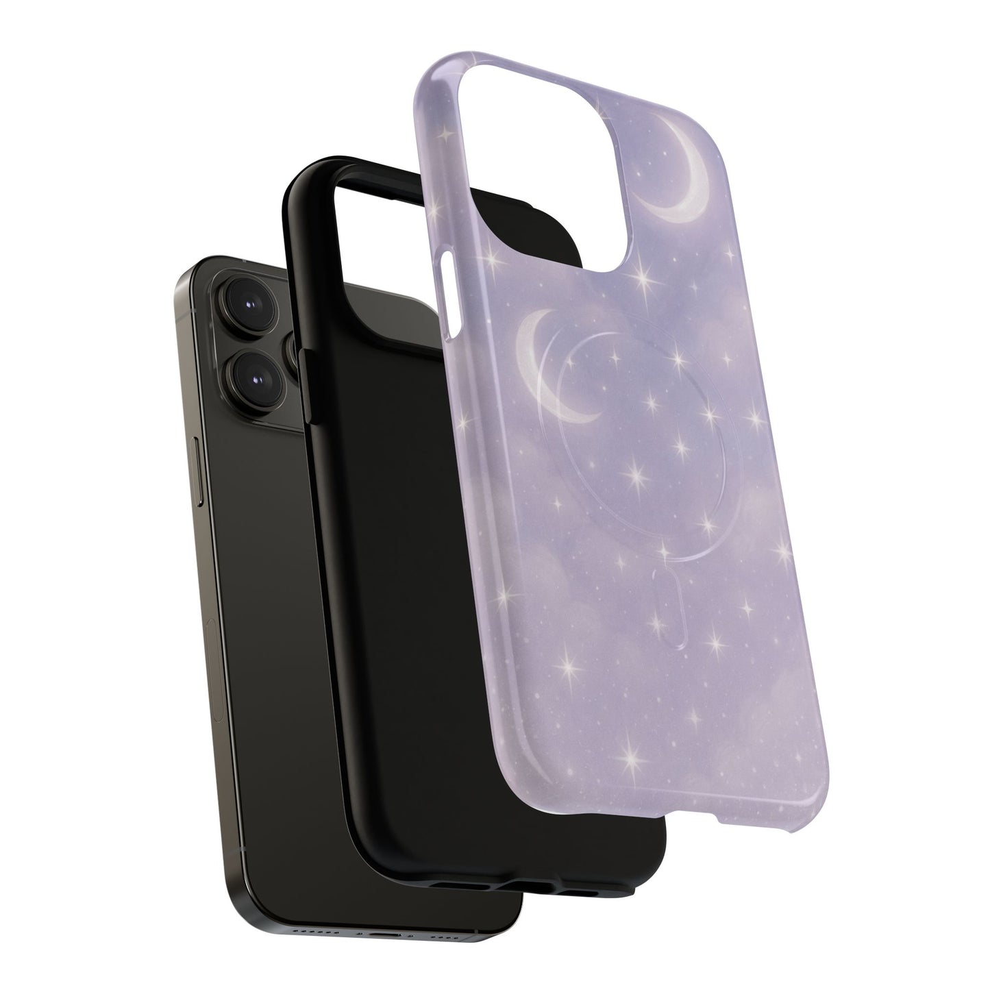 Celestial Lavender iPhone Case — Moon & Stars MagSafe Compatible