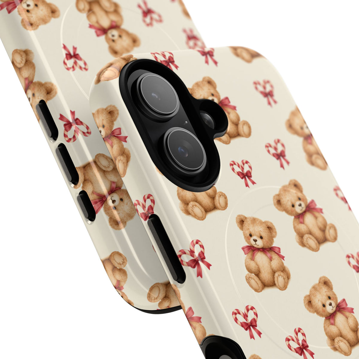 Coque iPhone Ourson des fêtes et sucres d’orge en forme de cœur avec MagSafe