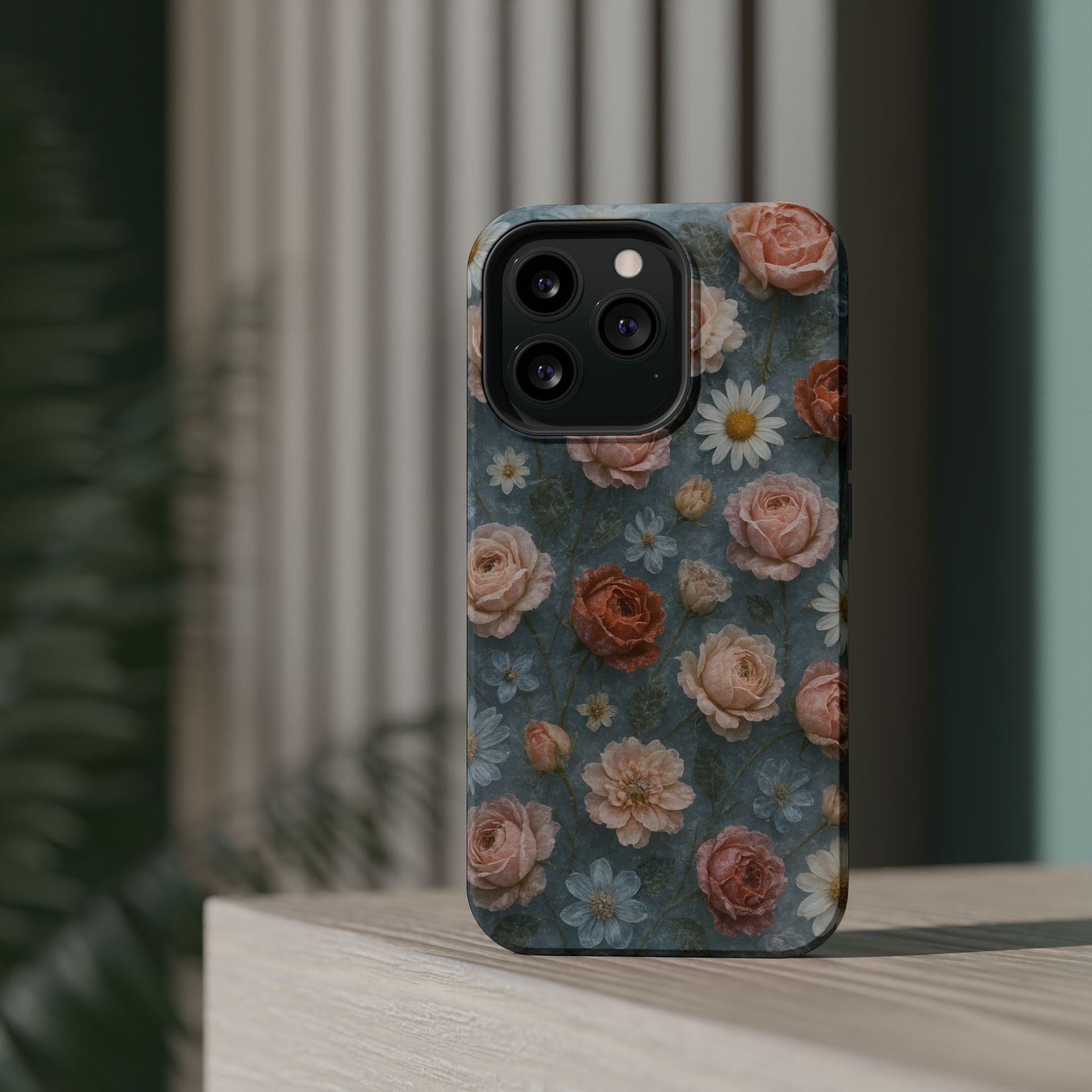 Frozen Floral Vintage Roses & Daisies iPhone Case with MagSafe compatibility  Shamo's
