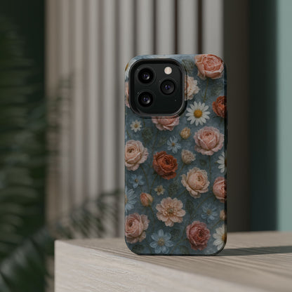 Frozen Floral Vintage Roses & Daisies iPhone Case with MagSafe compatibility  Shamo's