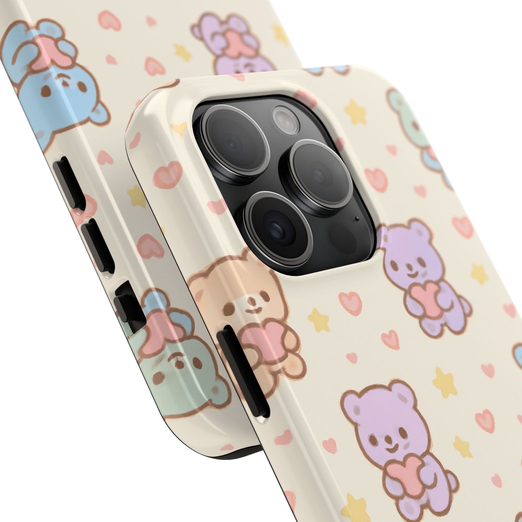 Cute Pastel Bear Impact Phone Case | Heart & Star Kawaii Pattern  Shamo's