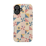 Prairie Quilt – Pastel Patchwork Pattern MagSafe Phone Case, glossy iPhone 16 Plus, rear view