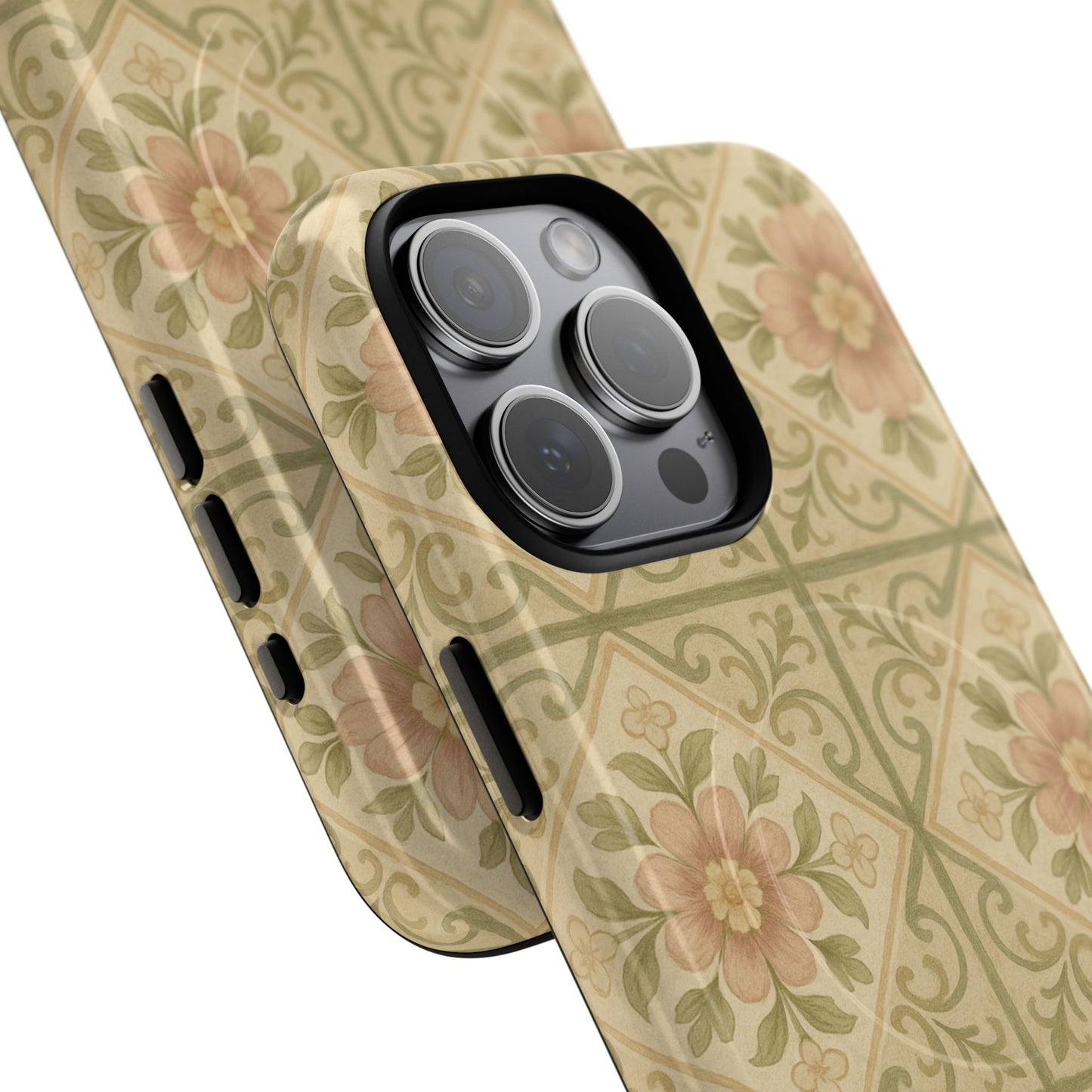 Vintage Rustic Foral Tiles iPhone Case | MagSafe