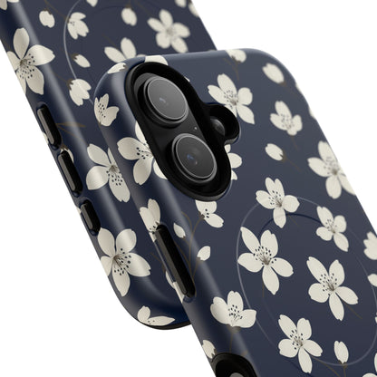 Navy Blossom Floral iPhone Case | MagSafe