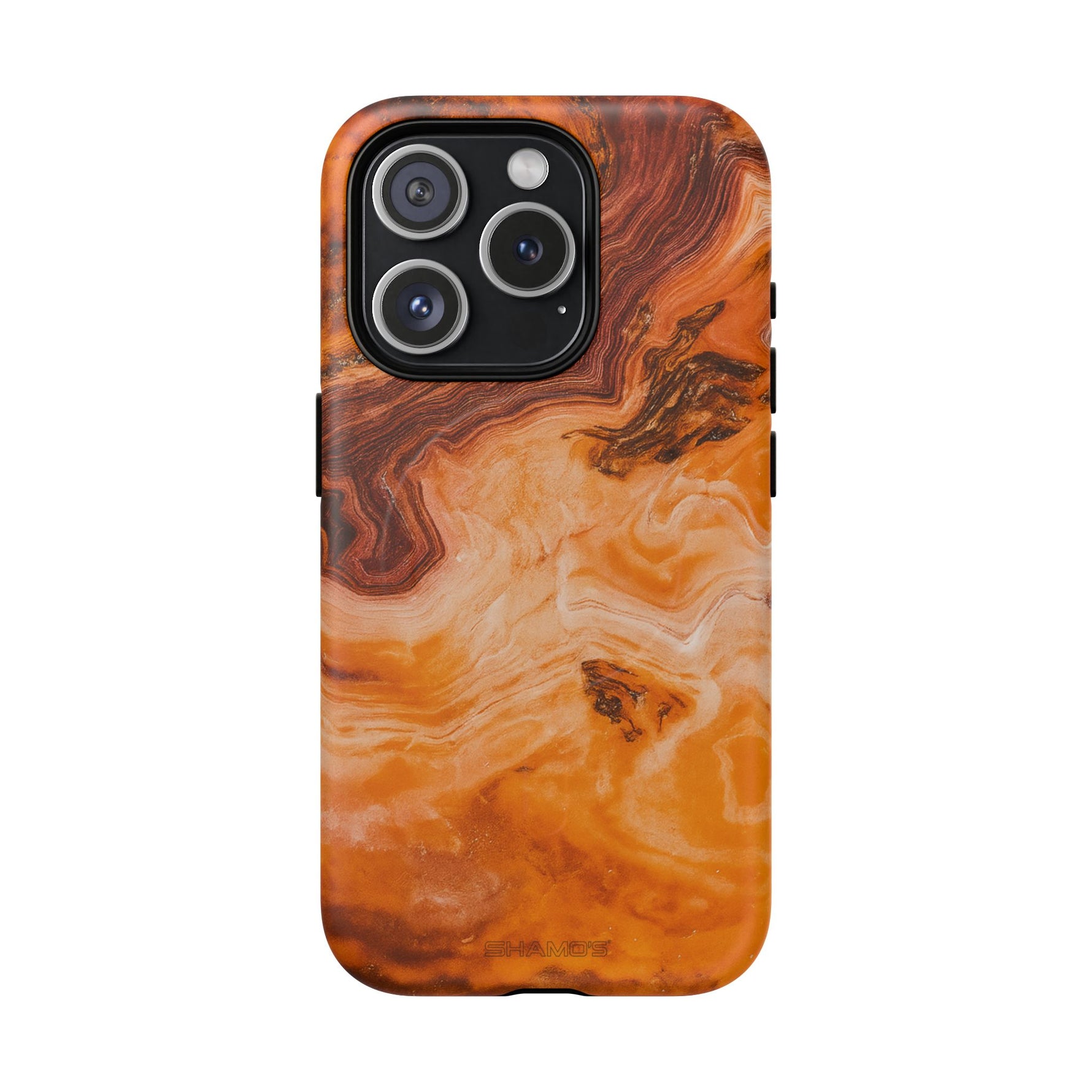 iPhone-Hülle aus bernsteinfarbenem Achatmarmor – kompatibel mit MagSafe