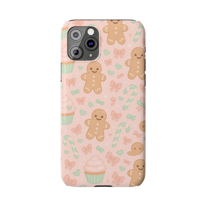 Gingerbread Holiday Slim iPhone Case — Cute Candy Cane & Cupcake Pattern