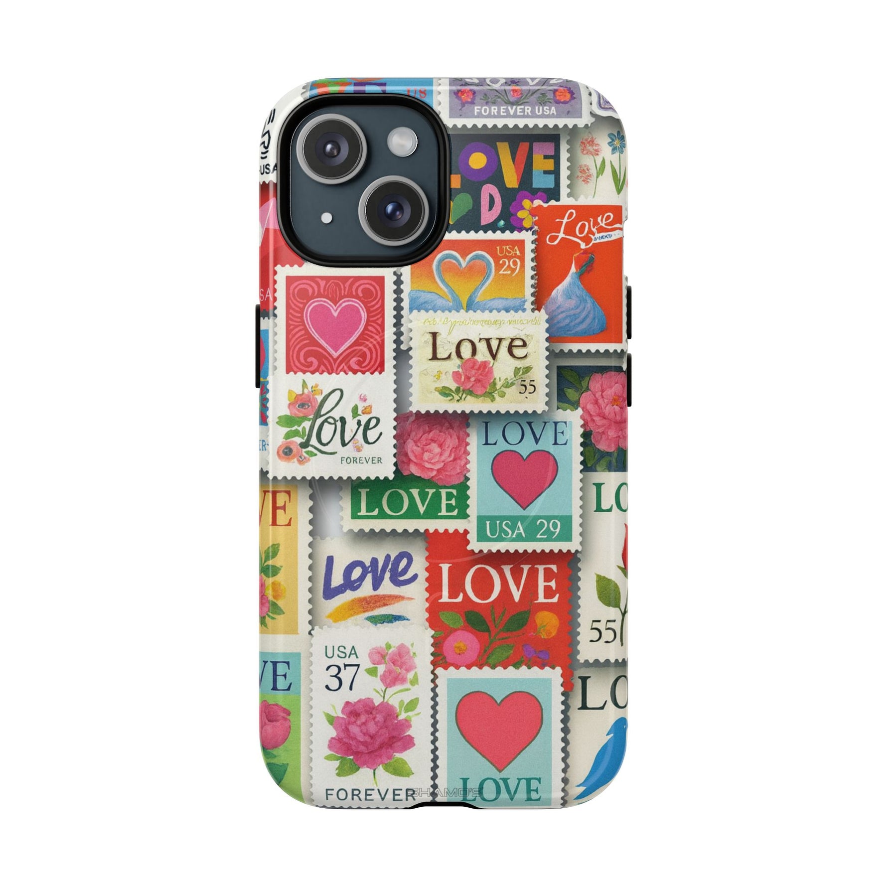 Vintage Romantic Love Stamp iPhone Case | Tough Protection + MagSafe