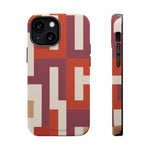Retro Geometric Magnetic MagSafe Compatible Impact Phone Case — Bold Red & Terracotta Pattern