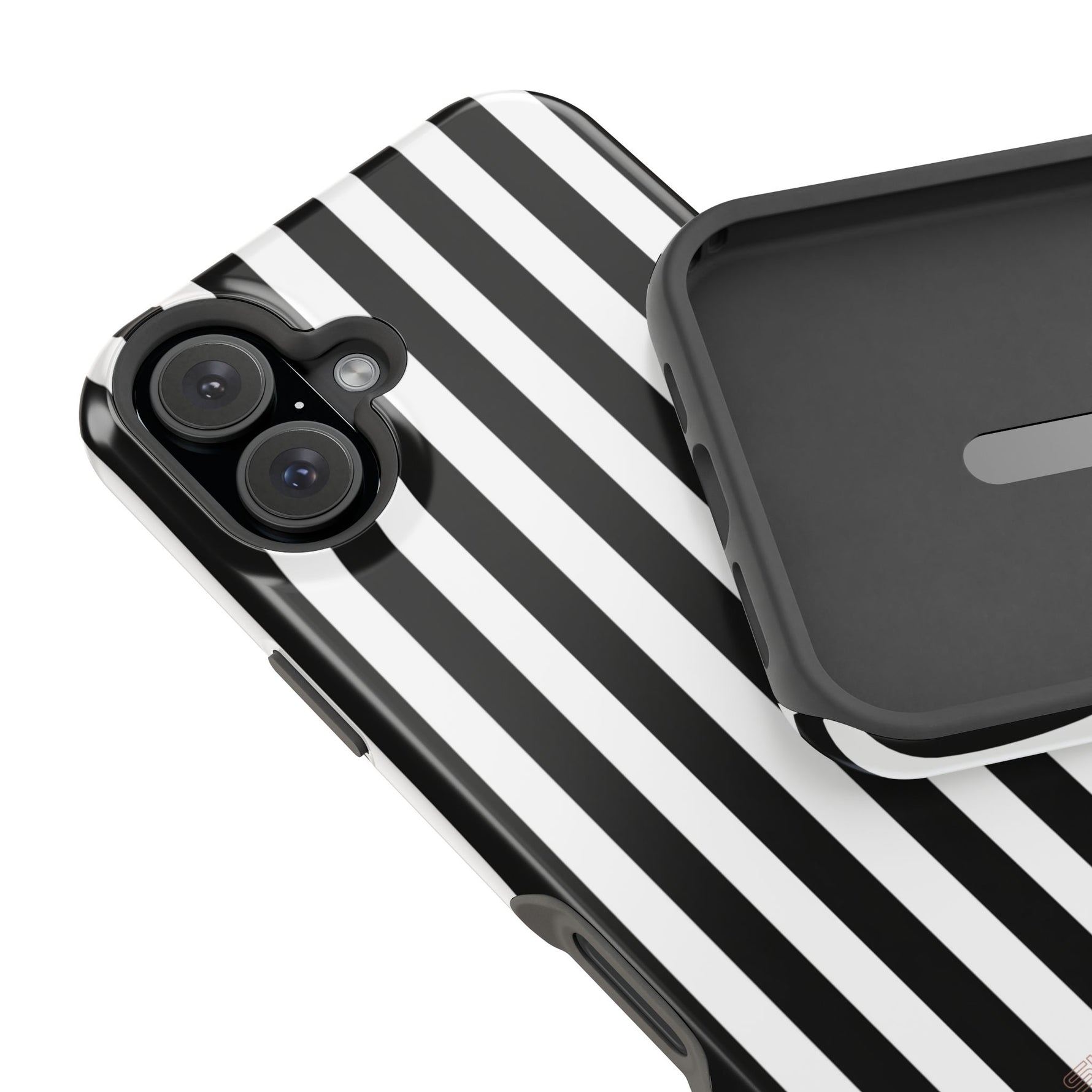 Striped MagSafe Compatible Magnetic Impact-Resistant Phone Case | Black & White Vertical Stripe (Noir Blanc) - iPhone 17 / Glossy - Shamo's
