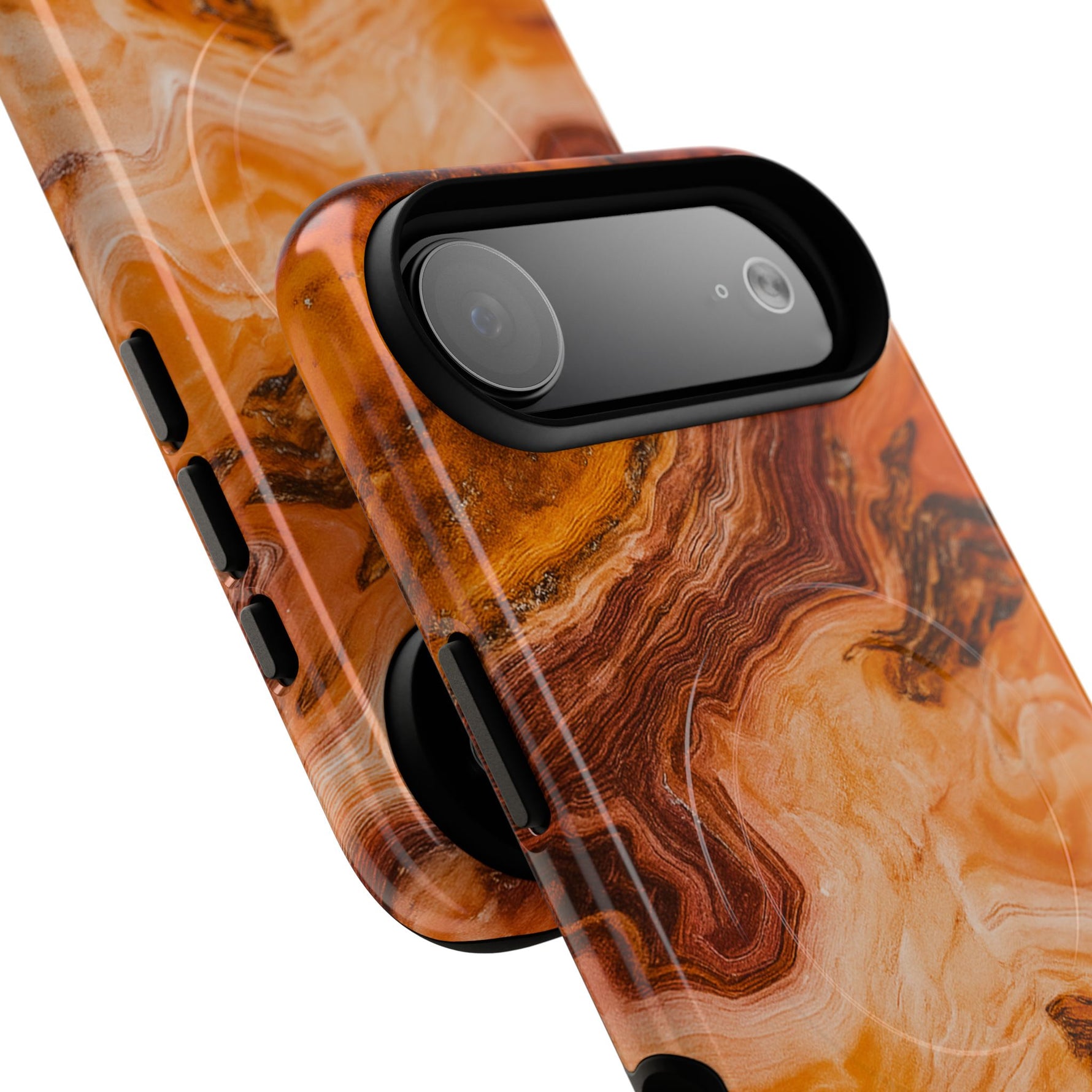 iPhone-Hülle aus bernsteinfarbenem Achatmarmor – kompatibel mit MagSafe