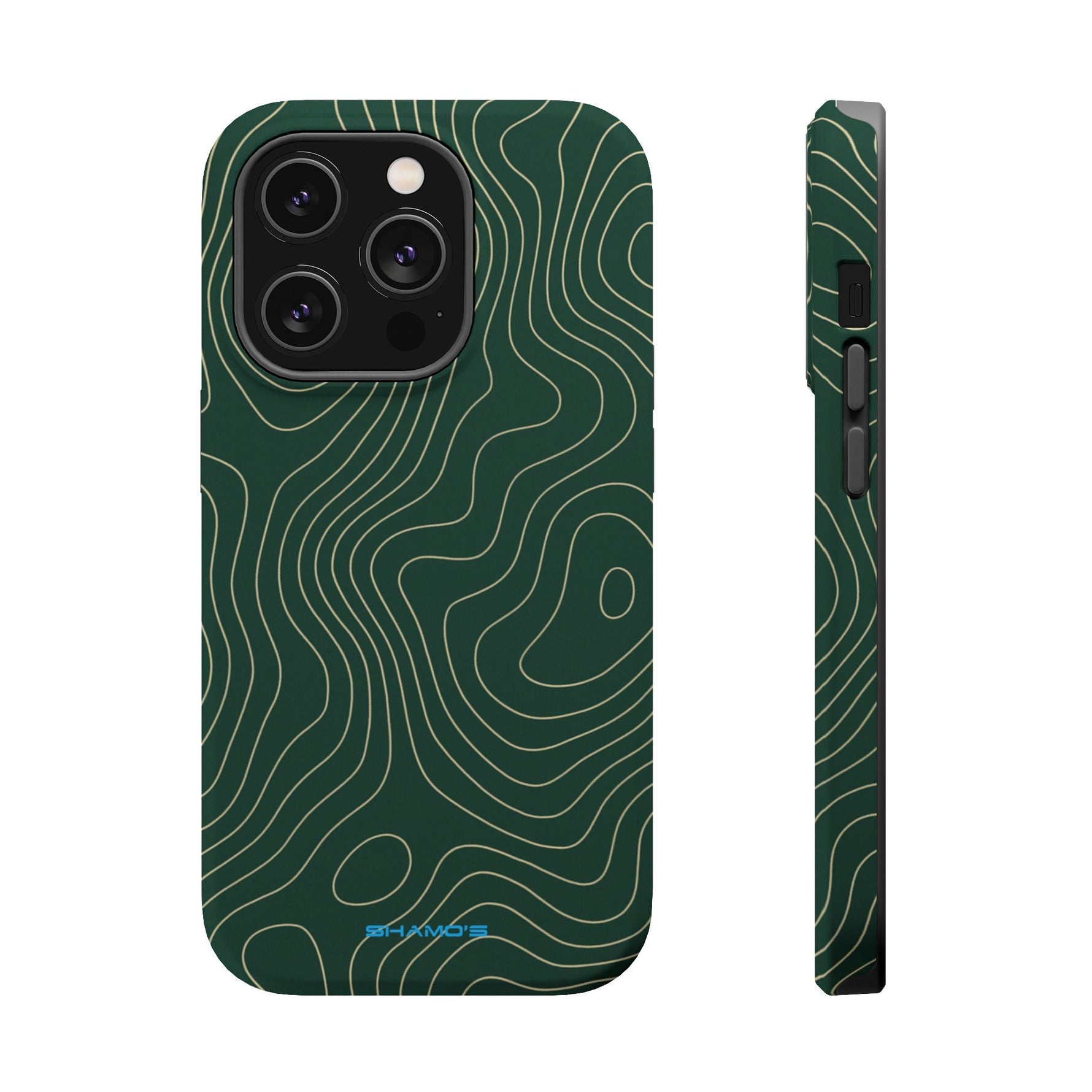 Topographic Green Magnetic Impact-Resistant iPhone Case | MagSafe compatible  Shamo's iPhone 14 Pro / Matte