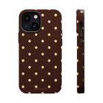 Polka Dot iPhone Case — Brown & Cream MagSafe Protective Cover