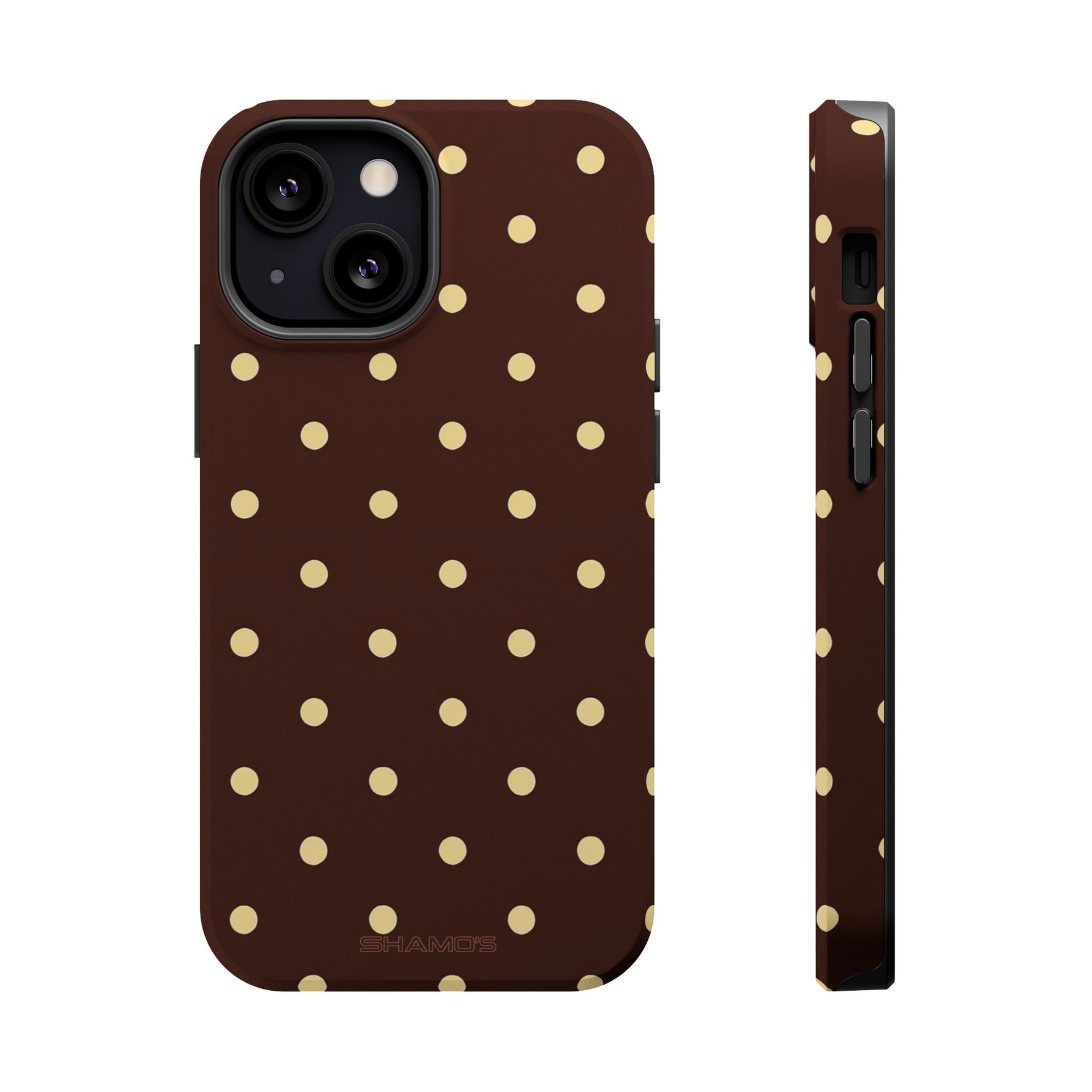 Polka Dot iPhone Case — Brown & Cream MagSafe Protective Cover