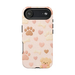Pet Paw Pattern Phone Case — Pink Puppy Hearts & Bones with MagSafe - Shamo's