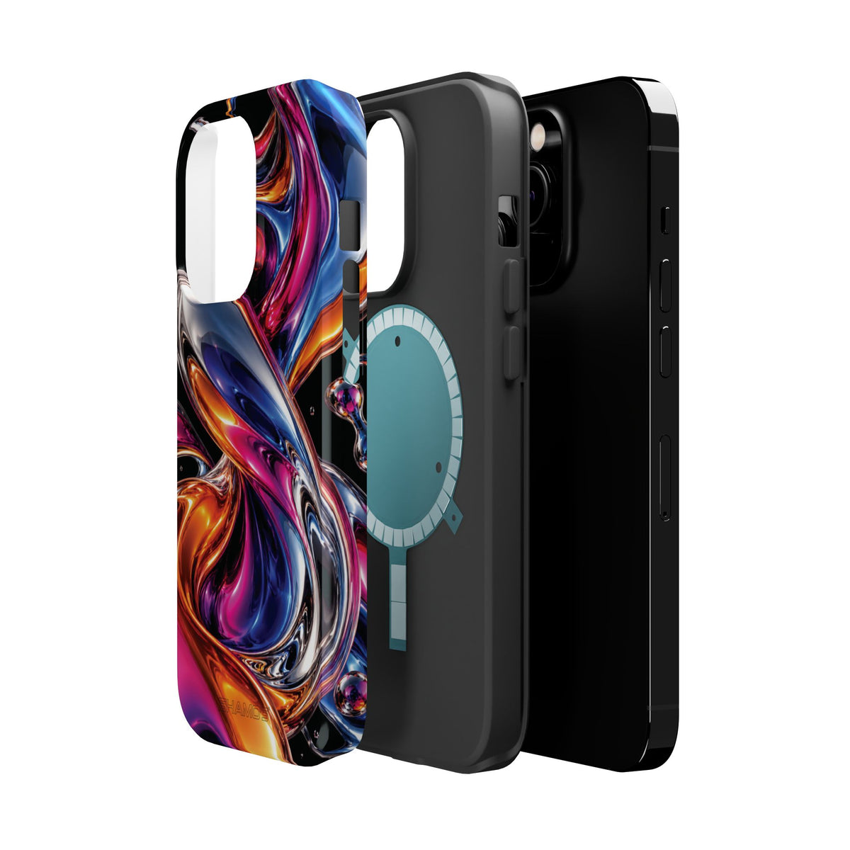 Liquid Aurora MagSafe Phone Case – Colorful Chrome-Effect Swirls | Glossy